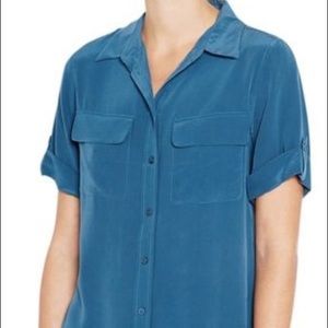 Equipment short sleeved silk button-down